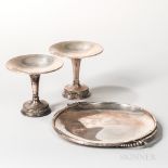 Three Pieces of Georg Jensen-style Sterling Silver Tableware, mid to late 20th century, a Woodside