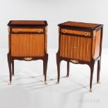 Pair of Louis XV-style Satinwood and Kingwood Parquetry Nightstands, modern, satinwood honeycomb