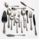 Wallace Rose Point Sterling Silver Flatware Service, Connecticut, 20th century, twenty-five