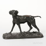 After Pierre-Jules Mêne (French, 1810-1879) Bronze Model of a Hound, dark brown patina, inscribed