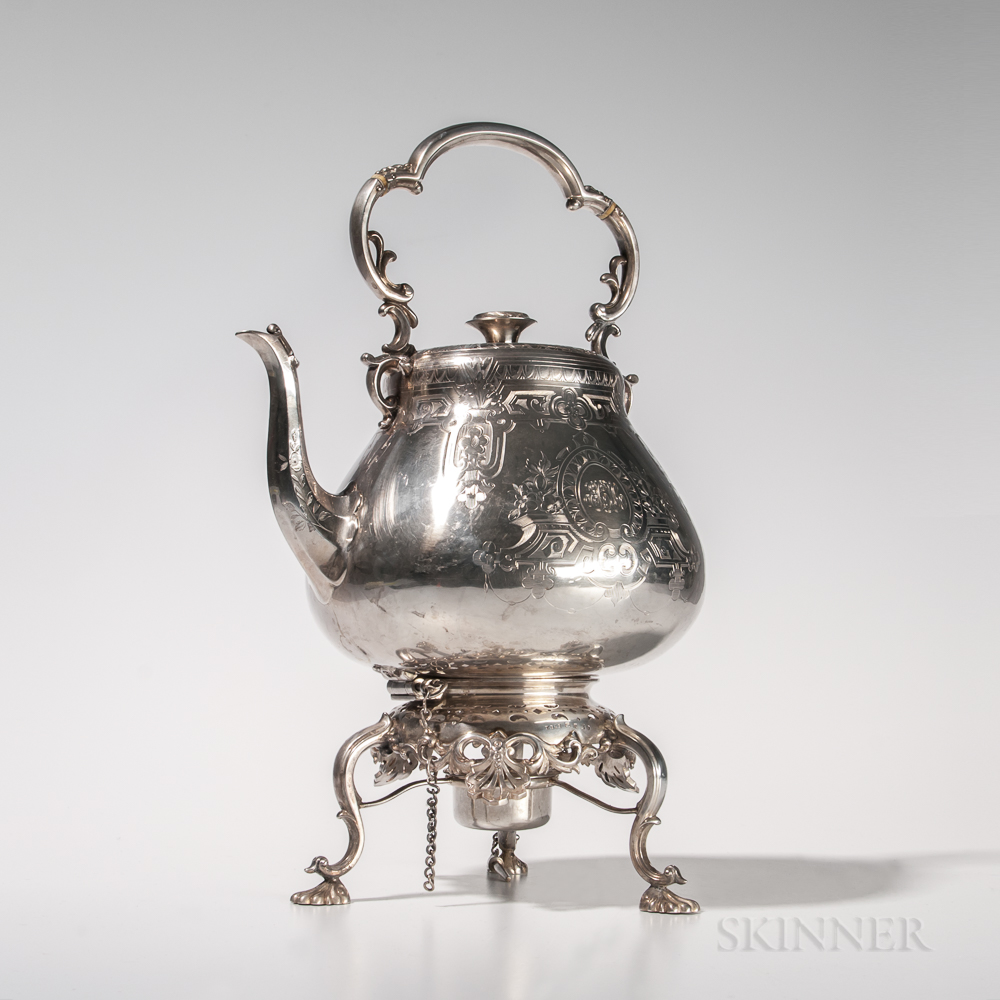 Victorian Sterling Silver Kettle-on-stand, Sheffield, 1855-56, Thomas Bradbury & Son, maker, with - Image 2 of 2