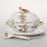 Herend Porcelain Rothschild Bird Pattern Tureen, Stand, and Platter, Hungary, early 20th century,