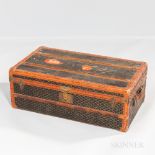 Maison Goyard Trunk, France, early 20th century, printed fabric over wood foundation, leather and