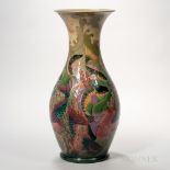 Large Moorcroft Pottery Carp Vase, England, 1993, polychrome enameled and slip decorated with fish