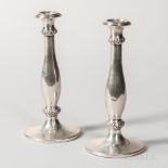 Pair of Hungarian Silver Candlesticks, c. 1845, Ignatius Raab Esztergom, maker, with a baluster stem