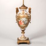 Sevres-style Gilt-bronze-mounted Porcelain Lamp Base, France, 19th century, raised gold bordering