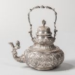 Dutch Silver Teapot, 19th century, bearing pseudo hallmarks for Rotterdam and Louis de Haan, also