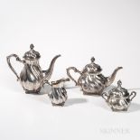 Four-piece German Sterling Silver Tea and Coffee Service, mid to late 20th century, maker's mark "