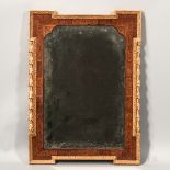 Continental Inlaid Parcel-gilt Mirror, 19th century, beveled mirror surrounded by floral inlays in