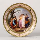 Royal Vienna Porcelain Hand-painted Charger, Austria, late 19th century, scrolled gilt foliate