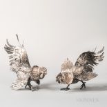 Two Continental .800 Silver Cockerels, 20th century, each marked "800," with removable heads, ht.
