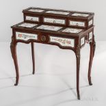 Dressing Table with Ormolu and Porcelain Mounts, France, 20th century, oak secondary wood, stepped