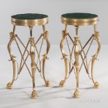 Pair of Neoclassical-style Dore Bronze-mounted Marble-top Tables, with leopard masks and paw feet,