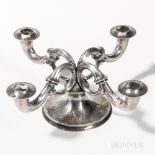 German .835 Silver Four-light Candelabra, Heilbronn, 20th century, Bruckmann & Sohne, maker, squat