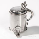 Victorian Sterling Silver Tankard, London, 1881-82, John Chapple & John Mantle, maker, with a lion