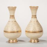 Pair of Minton Porcelain Bottle-shaped Vases, England, last quarter 19th century, pale lemon