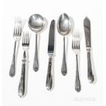 Elizabeth II Sterling Silver Flatware Service, Sheffield, c. 1970, Mappin & Webb, maker, in the "