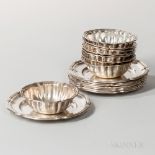 Sixteen Pieces of Italian .800 Silver Tableware, mid-20th century, eight each: bowls, dia. 5,