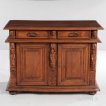 Renaissance Revival Carved Cabinet, late 19th/early 20th century, top with molded edge, frieze