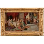 French School, 19th/20th Century Elegant Figures in an 18th Century Interior Signed "A Rivier" l.