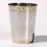 Austro-Hungarian Silver Beaker, Pressburg, c. 1800, maker's mark "_(A)R," with a gilded band to