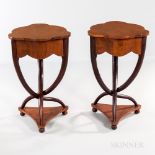 Pair of Biedermeier-style Mahogany and Mahogany-veneered Side Tables, modern, six-lobed top,