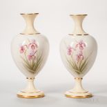 Pair of Lenox Porcelain Hand-painted Vases, Trenton, New Jersey, early 20th century, gilt trim