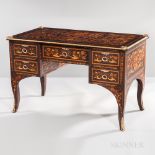 Louis XV-style Gilt-metal-mounted and Marquetry Bureau Plat, modern, top and sides with depictions