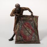 Austrian Cold-painted Bronze Figure of a Carpet Seller, late 20th century, after Carl Kauba, the