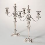 Pair of Gorham Silver-plate Convertible Candelabra, Rhode Island, c. 1892, with a removable three-
