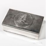 Sterling Silver Presentation Cigar Box, mid-20th century, lacking maker's mark, with an engraved