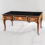 Louis XV-style Ormolu-mounted Tulipwood- and Kingwood-veneered Bureau Plat, France, 19th century,