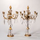 Pair of Neoclassical-style Dore Bronze and Rock Crystal Candelabra, France, 19th century, each