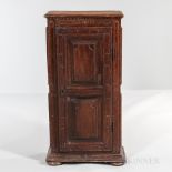 Continental Carved Oak Cabinet, probably Italy, 18th century, top with bullnose edge, single door
