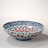 Isnik-style Earthenware Bowl, Turkey, 20th century, polychrome enamel tulip decoration, maker
