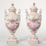 Pair of R. Bloch Porcelain Vases and Covers, France, mid-20th century, gilded and polychrome