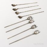 Eight Tiffany & Co. Sterling Silver Julep Spoons, New York, 20th century, each with a straw stem and