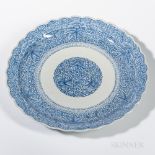 Large Blue and White Imari Porcelain Charger, Japan, early 20th century, floriform with lobed rim,