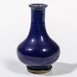 Small Blue-glazed Stoneware Vase, China, 19th/20th century, compressed pear shape with long neck an