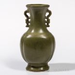 Teadust-glazed Vase, China, 19th/20th century, four-lobed baluster shape with chilong-inspired open