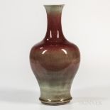 Large Flambe-glazed Vase, China, 19th/20th century, baluster-form with flaring neck and waisted bot