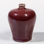 Small Flambe-glazed Meiping-shape Bottle, China, 19th/20th century, with a short neck and mouth, on