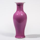 Rose-du-Barry-glazed Vase, China, 19th century, baluster shape with a single line around the narrow