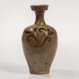 Celadon-glazed Stoneware Bottle, Korea, possibly 11th/12th century, bulbous with waisted neck and d