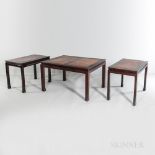 Three-part Hardwood Dining Group, China, late 20th century, composed of three separate tables: two