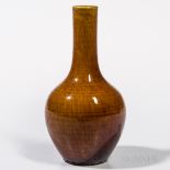 Caramel Flambe Vase, China, 18th century, bottle shape with elongated neck covered with a crackled