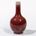 Small Flambe-glazed Bottle Vase, China, 19th/20th century, bulbous form with long neck, on a raised