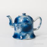 Blue and White Porcelain Teapot, China, Kangxi style, bell-shape, with S-shape spout and D-shape ha