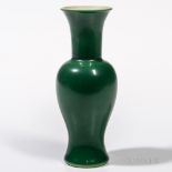 Apple Green Crackle-glaze Vase, China, 18th/19th century, baluster shape with flaring neck, resting