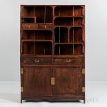 Hardwood Display Cabinet, China, early 20th century, upper case with ten stepped shelves and two sm